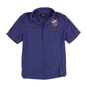 NATIVE YOUTH Womens Embroidered Flower Button Up Shirt, Blue, M, DM